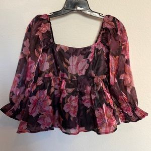 Thirty/Thirty Top, babydoll pink floral size Small